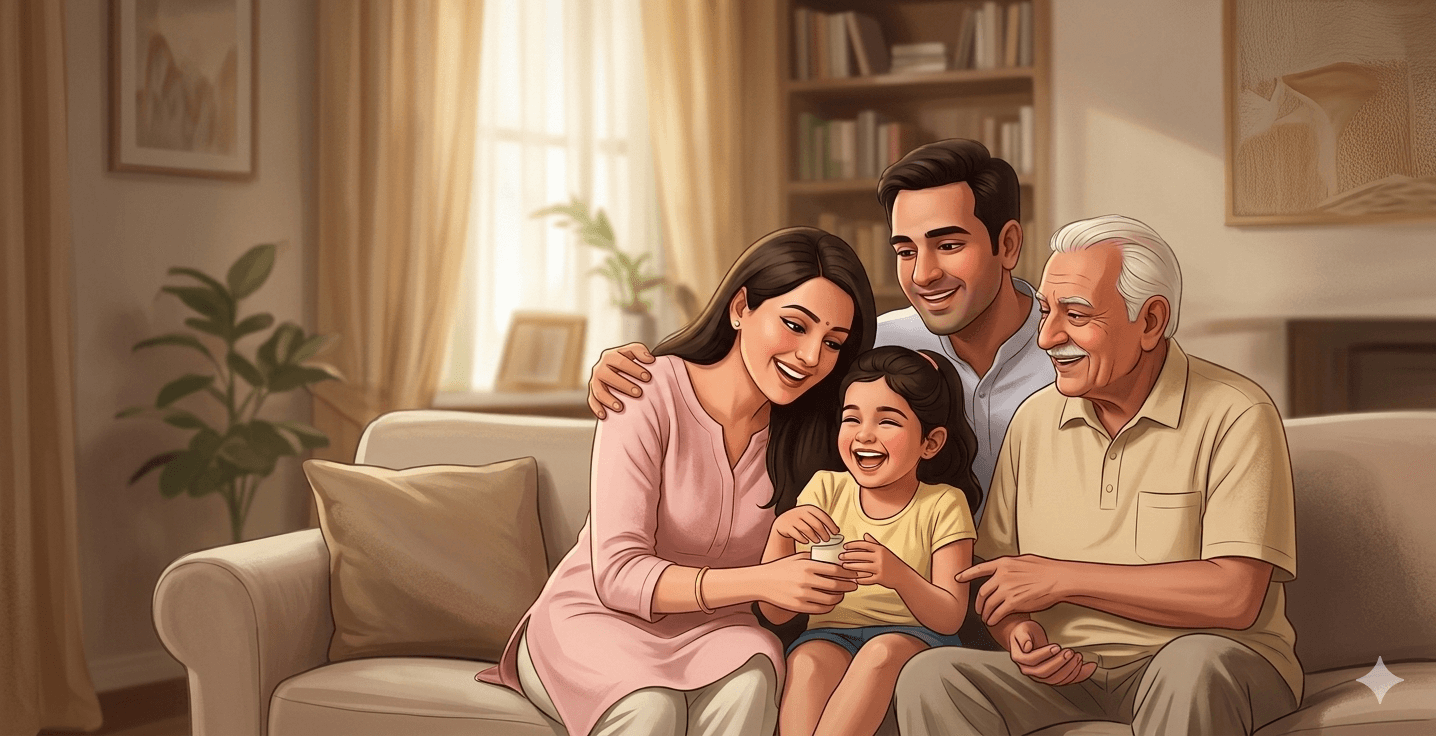 Happy Indian family — TrustLine protects what matters